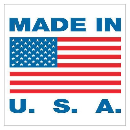 Tape Logic Tape Logic Labels, "Made in U.S.A.", 1" x 1", Red/White/Blue, 500/Roll USA302
