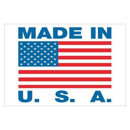 Tape Logic Tape Logic Labels, "Made in U.S.A.", 2" x 3", Red/White/Blue, 500/Roll USA305