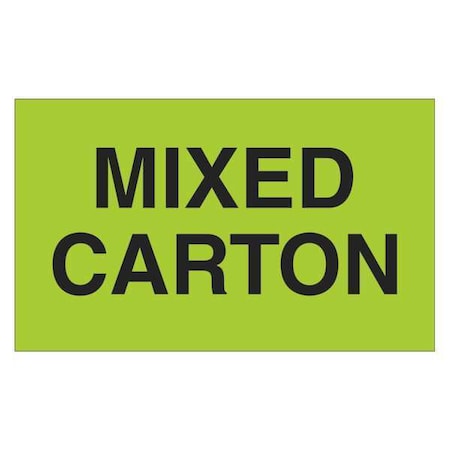 Tape Logic Tape Logic Labels, "Mixed Carton", 3" x 5", Fluorescent Green, 500/Roll DL2501