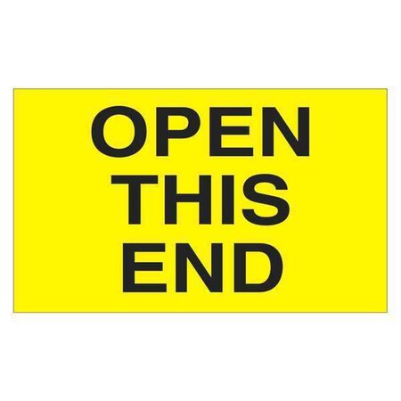 Tape Logic Tape Logic Labels, "Open This End", 3" x 5", Fluorescent Yellow, 500/Roll DL2761