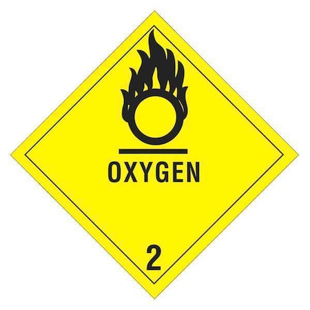 Tape Logic Tape Logic Labels, "Oxygen - 2", 4" x 4", Black/Yellow, 500/Roll DL5080