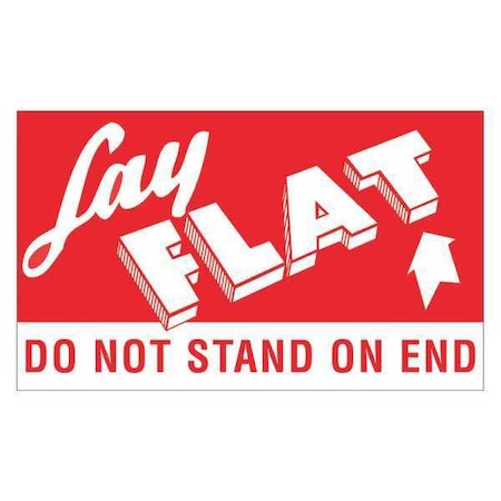 Tape Logic Tape Logic Labels, "Lay Flat - Do Not Stand On End", 3" x 5", Red/White, 500/Roll DL1420