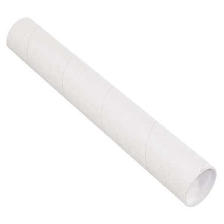 Partners Brand Mailing Tubes with Caps, 3" x 26", White, PK24 P3026W