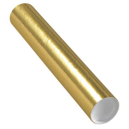 Partners Brand Mailing Tubes with Caps, 3" x 18", Gold, PK24 P3018GO