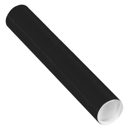 Partners Brand Mailing Tubes with Caps, 2" x 12", Black, PK50 P2012BL
