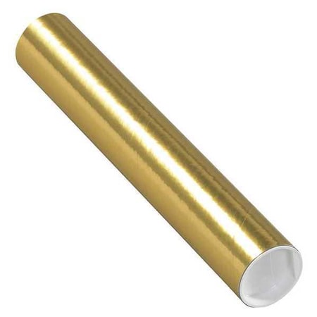 Partners Brand Mailing Tubes with Caps, 2" x 12", Gold, PK50 P2012GO