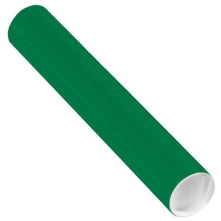 Partners Brand Mailing Tubes with Caps, 2" x 12", Green, PK50 P2012G