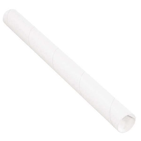 Partners Brand Mailing Tubes with Caps, 2" x 12", White, PK50 P2012W