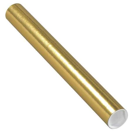 Partners Brand Mailing Tubes with Caps, 2" x 18", Gold, PK50 P2018GO