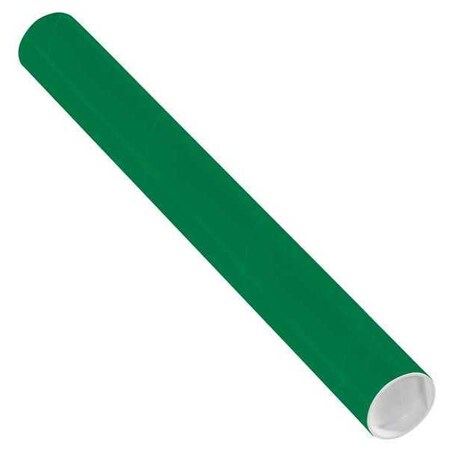 Partners Brand Mailing Tubes with Caps, 2" x 18", Green, PK50 P2018G