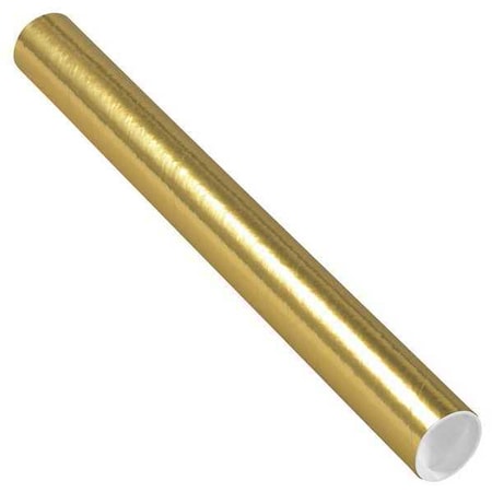 Partners Brand Mailing Tubes with Caps, 2" x 20", Gold, PK50 P2020GO