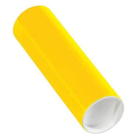 Partners Brand Mailing Tubes with Caps, 2" x 6", Yellow, PK50 P2006Y