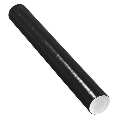 Partners Brand Mailing Tubes with Caps, 3" x 24", Black, PK24 P3024BL