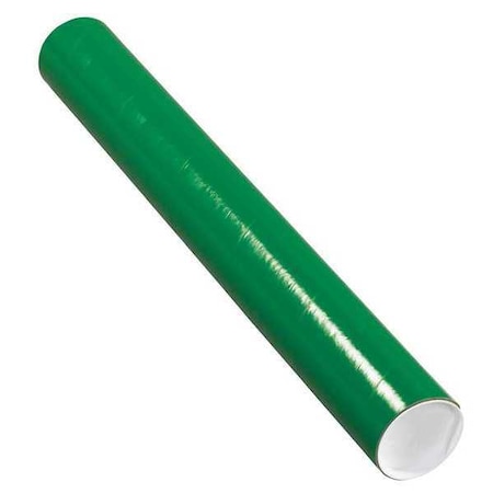 Partners Brand Mailing Tubes with Caps, 3" x 24", Green, PK24 P3024G