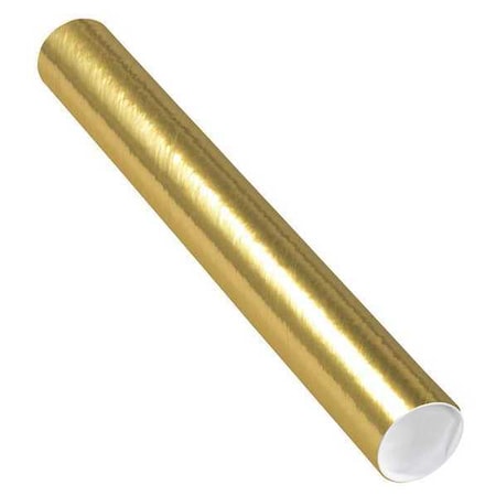 Partners Brand Mailing Tubes with Caps, 3" x 24", Gold, PK24 P3024GO