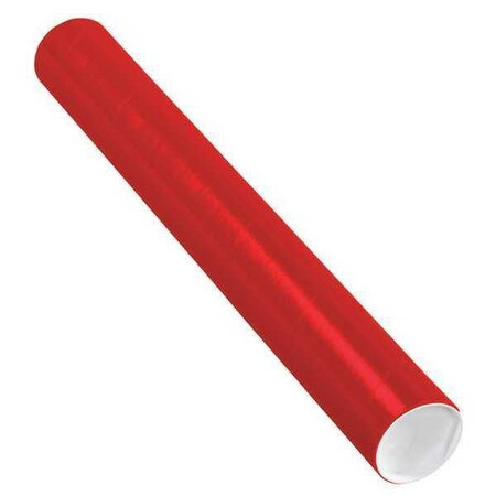 Partners Brand Mailing Tubes with Caps, 3" x 24", Red, PK24 P3024R