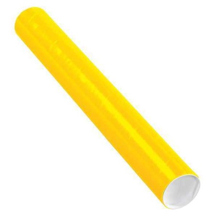 Partners Brand Mailing Tubes with Caps, 3" x 24", Yellow, PK24 P3024Y