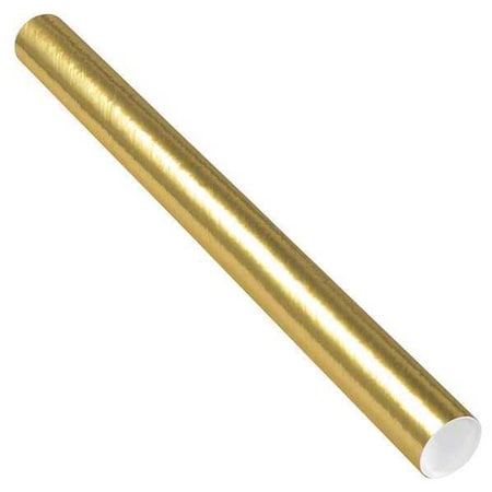 Partners Brand Mailing Tubes with Caps, 3" x 36", Gold, PK24 P3036GO