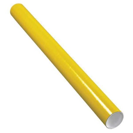 Partners Brand Mailing Tubes with Caps, 3" x 36", Yellow, PK24 P3036Y