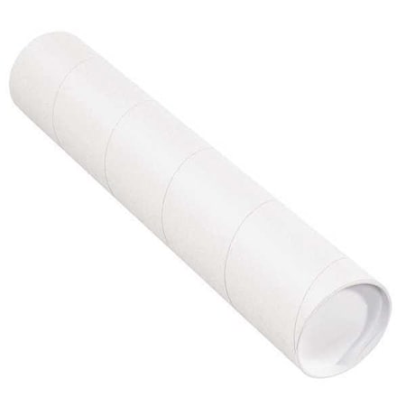 Partners Brand Mailing Tubes with Caps, 4" x 18", White, PK15 P4018W