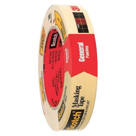 Scotch Masking Tape, 1x60 yd., Natural, PK36, 1" W x 60 yds. L, Natural, 36 PK T9352050