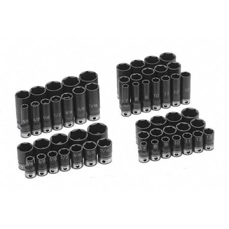 Grey Pneumatic 3/8" Drive, 13mm Metric Socket, 6 Points, Duo-1/2"Dx21mm, D 81013M