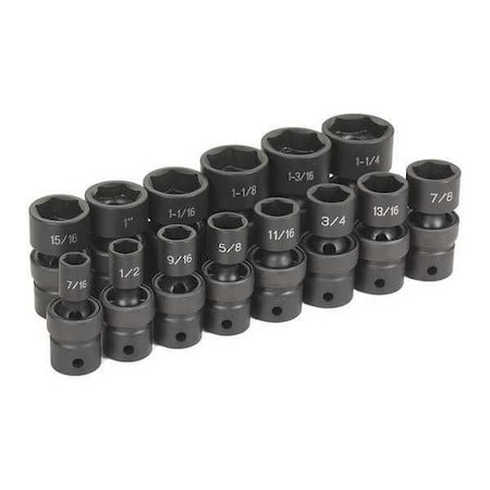 Grey Pneumatic 14 PC 1/2" DR STD LENGTH FRACTIONAL UNIVERSAL SET 1314U