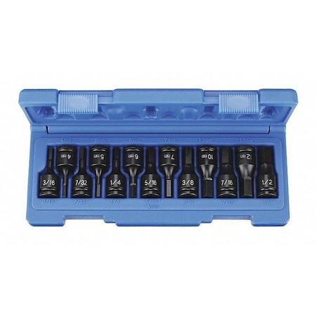 Grey Pneumatic 13 PC 3/8" DR FRACTIONAL & METRIC HEX DRIVER SET 1298HC