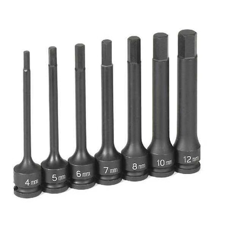 Grey Pneumatic 3/8" Dr. 7 Pc. 4" Length Metric Hex Driver Set 1247MH