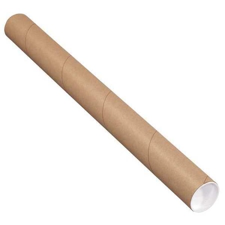 Partners Brand Mailing Tubes with Caps, 2-1/2" x 24", Kraft, PK34 P2524K