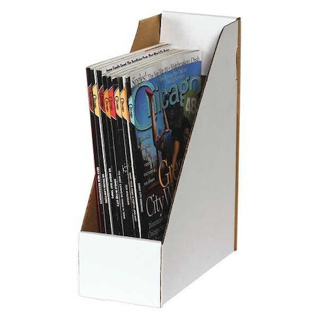 Partners Brand Magazine File Box, White, PK50, White, 200#/ECT-32-B Corrugated, 4" W, 9 1/4" L, 12" H MDIS105