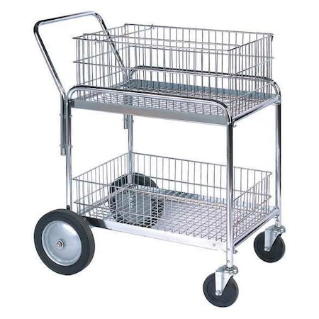 Partners Brand Mail Cart, 33 1/2" x 23 3/4" x 38 1/4", Silver, 1/Each WS1035