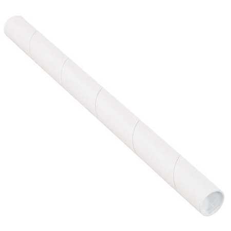 PARTNERS BRAND Mailing Tubes with Caps, 1-1/2" x 9", White, 50/Case P1509W