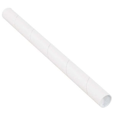 Partners Brand Mailing Tubes with Caps, 1-1/2" x 6", White, PK50 P1506W