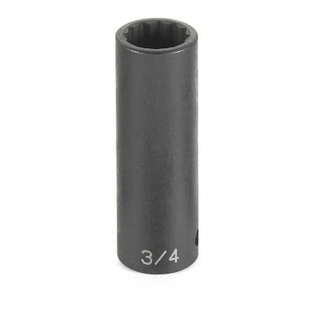 Grey Pneumatic 1/2" Drive, 3/4 Size, SAE Socket, 12 Points, 3/4", 1/2"D, 12pt. D 2124D