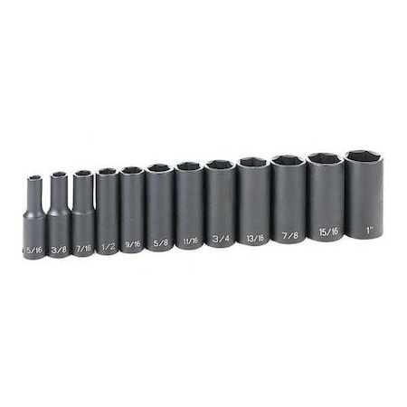 Grey Pneumatic 12 PC 3/8" DR FRACTIONAL DEEP LENGHT SET 1213D