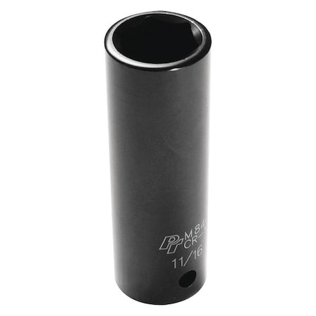 Performance Tool 1/2" Drive Deep Impact Socket, 1/2" D, 6pt., 11/16" Chrome plated M844