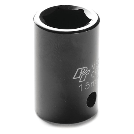 Performance Tool 1/2" Dr, 15mm Size, Metric Impact Socket, 6 Pts, Overall Length: 4.2" M825