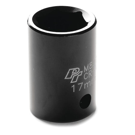Performance Tool 1/2" Dr, 17mm Size, Metric Impact Socket, 6 Pts, Overall Length: 1.4" M827