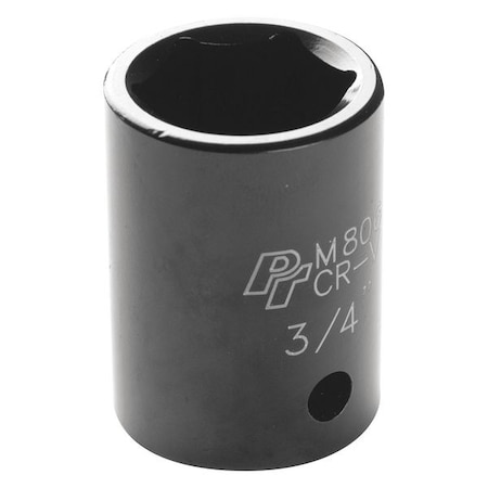 Performance Tool 1/2" Drive Impact Socket, 1/2" D, 6pt., 3/4" Chrome plated M806