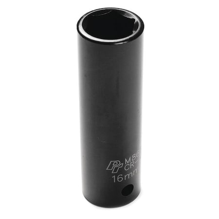 Performance Tool 1/2" Drive Deep Impact Socket, 1/2" D, 16mm Chrome plated M866