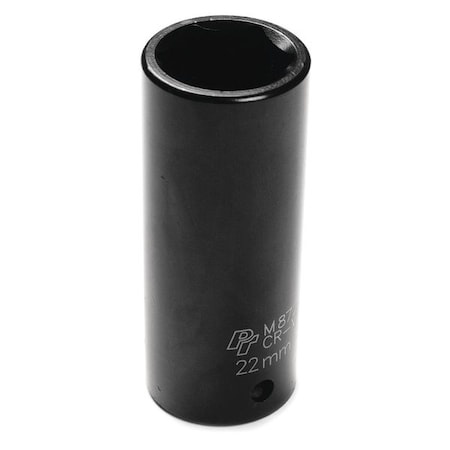 Performance Tool 1/2" Drive Deep Impact Socket, 1/2" D, 22mm Chrome plated M872
