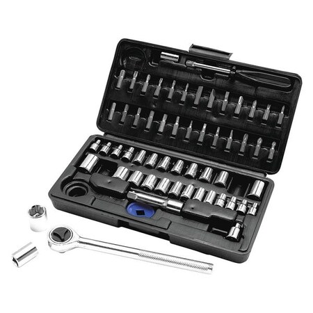 Performance Tool 1/4", 3/8" Drive Socket Set, 60 Pc, 1/4" and 3/8" D Bit, 60 pcs W1168