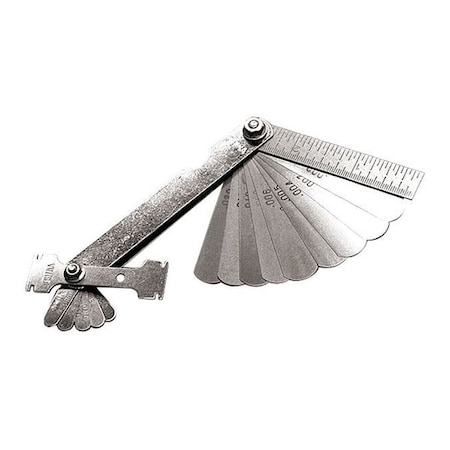 Performance Tool Thickness Gauge, 15 Blades, 2" Steel Rule W129C