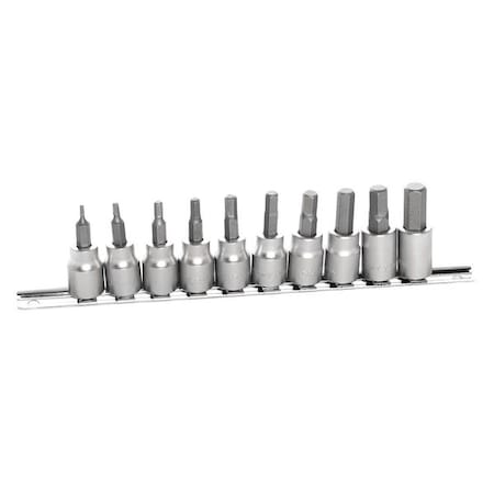 Performance Tool Metric Hex Bit Socket Set 10 Pc, Metric, 10 pcs W1388