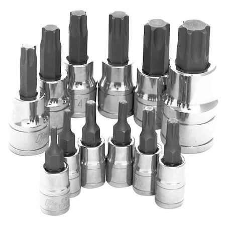 Performance Tool 1/4", 3/8", 1/2" Drive Star Bit 12Pc Set, 12 pcs W38802