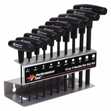 PERFORMANCE TOOL 10 Piece SAE T-Shape Hex Key Set, W80274 W80274