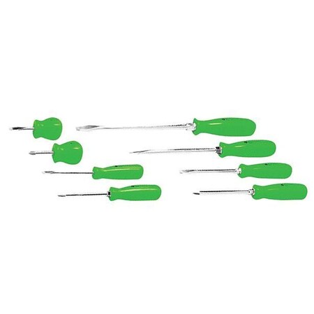 Performance Tool High-Vis Screwdriver Set, 8 pcs, Green W904GN