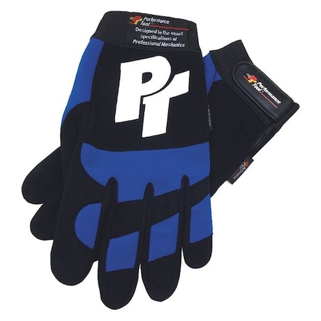 Performance Tool Mechanics Gloves, XL, Black/Blue, Soft, Breathable Fabric W89001