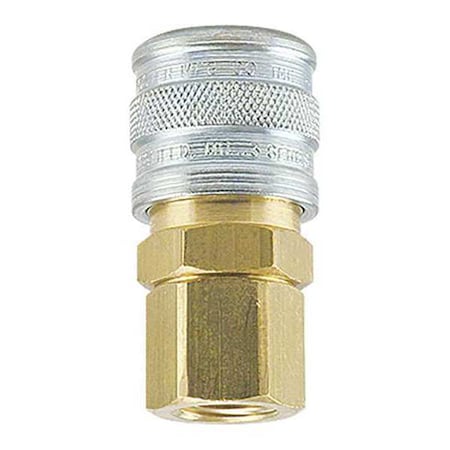 Foster Manual Socket Coupler, 1-Way, 3/8 in x  3/8 in FPT, 3 Series, Brass/Steel 3203